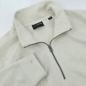 Cuts Clothing Men Large Cream Quarter Zip Pullover Kangaroo Pocket MF10579N